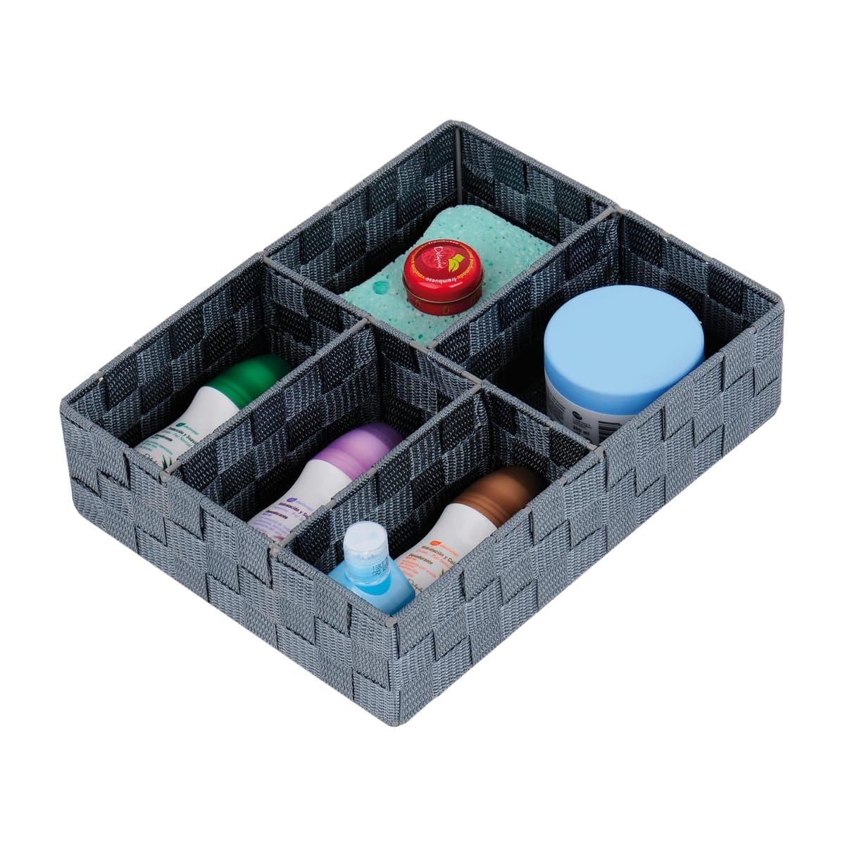 BASKET FOR DRAWERS 5 COMPARTMENTS L 14.8 X W 14.8 X H 4.7 CM GREY FABRIC - best price from Maltashopper.com BR430006865