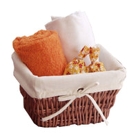 TOLEDO - RECTANGULAR WICKER BASKET WITH ECRU FABRIC INTERIOR - 23 X 18 X H 14 CM - - best price from Maltashopper.com BR430007859