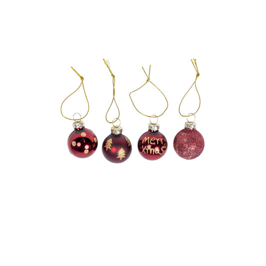 Dark red mini X-mas bauble, 4motives - best price from Maltashopper.com CS657272