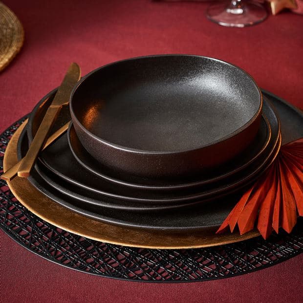 Casa MAGMA Black plate - set of 6 , Ø 26 cm