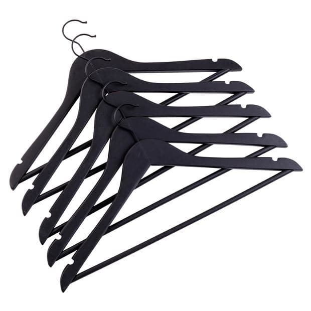 NEW WOOD Hangers set of 5 black H 23 x W 44.5 x D 1.2 cm - Premium Hangers from Casa - Just €5.99! Shop now at Maltashopper.com
