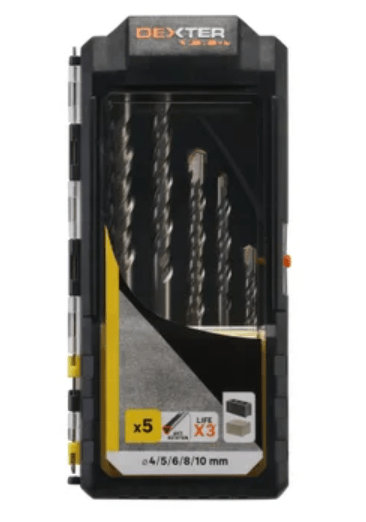 Bricocenter SET 5 DEXTER PRO CONCRETE DRILL BITS DIAM. 4-5-6-8-10 MM, CYLINDRICAL SHANK