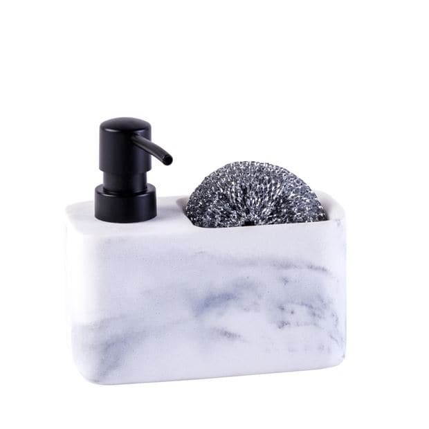 SHADOW Soap dispenser with sponge black, white H 13.5 x W 14.7 x D 7.5 cm - best price from Maltashopper.com CS622405