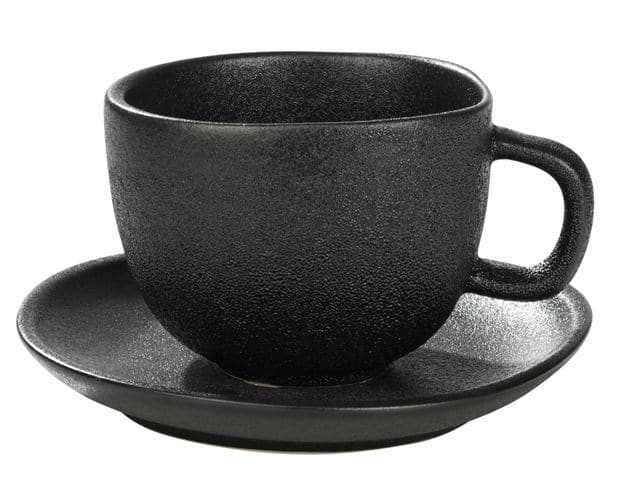 Casa MAGMA Espresso cup & saucer 11 CL black - set of 6 , H 5,5 cm - Ø 7 cm