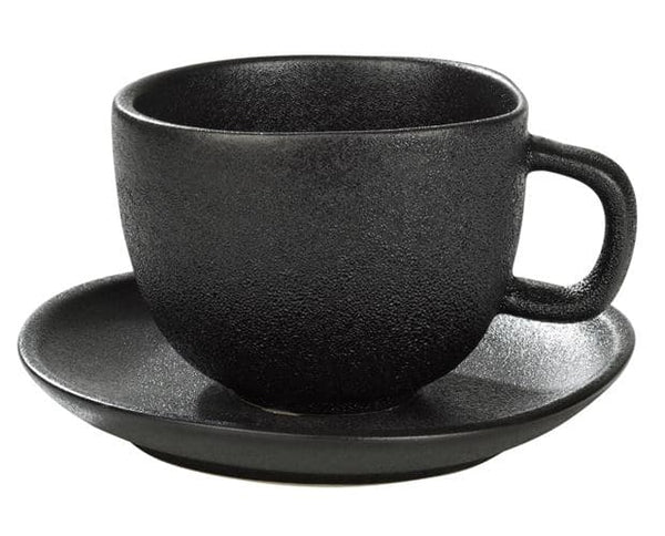 MAGMA Espresso cup & saucer 11 CL black - set of 6 , H 5,5 cm - Ø 7 cm