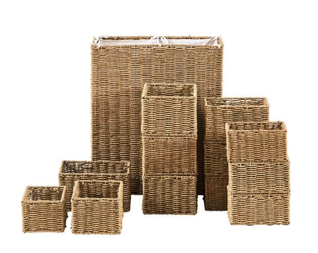 Casa SEAGRASS XL basket, natural linen H 70 x W 60 x D 28 cm