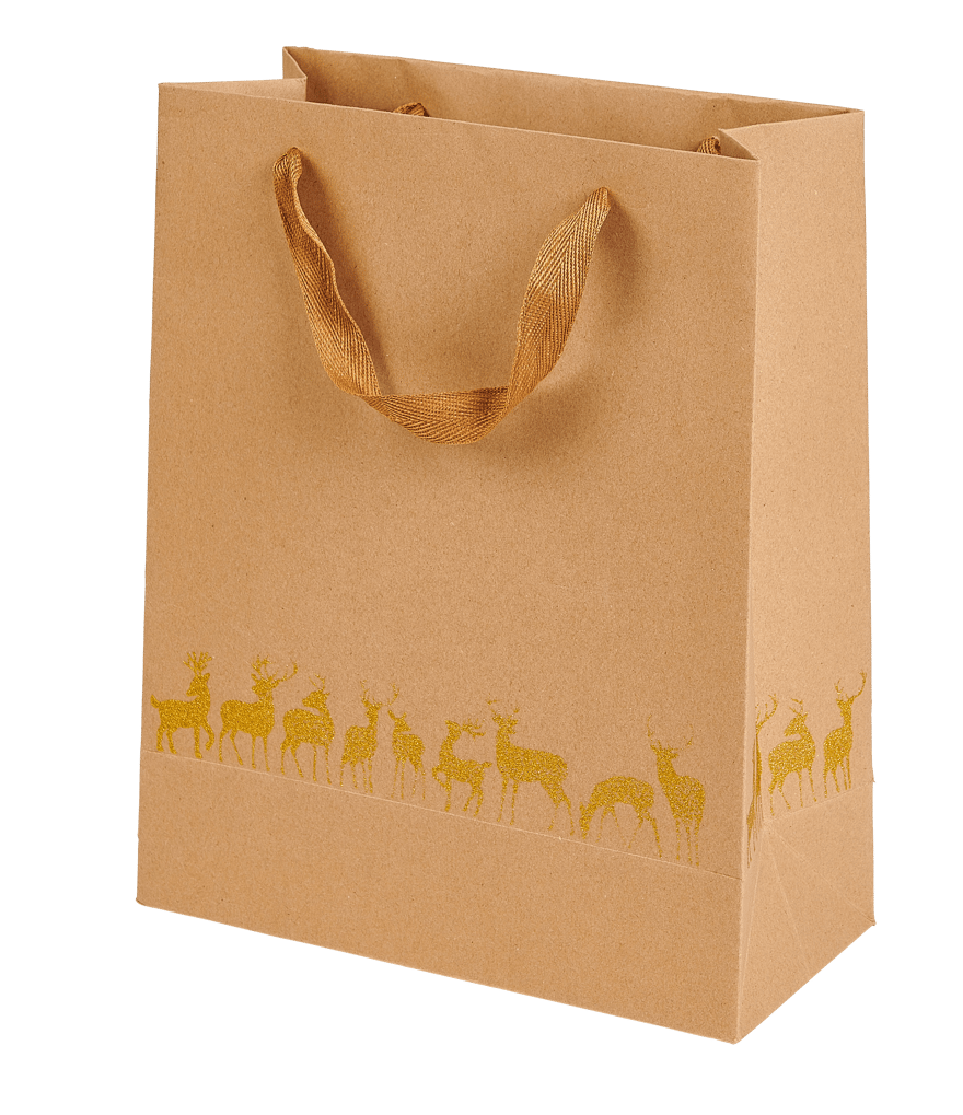 Casa XMAS KRAFT Gift bag 4 designs brownH 26 x W 32 x D 12 cm