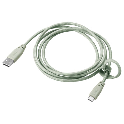 LILLHULT Usb type A to USB type C cable - light fabric/green 1.5 m , - best price from Maltashopper.com 80492904
