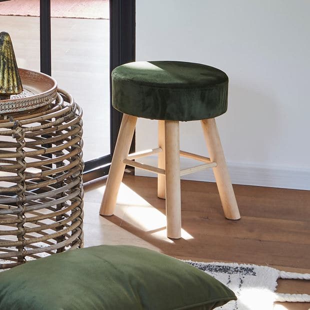 OSCAR Olive green stool H 40 cm - Ø 30 cm - best price from Maltashopper.com CS656040