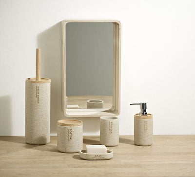 NEW RESIN Toilet brush in natural support H 38.5 cm - Ø 10.3 cm - best price from Maltashopper.com CS574126