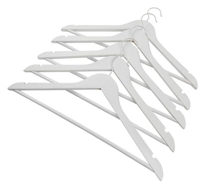 NEW WOOD Hangers set of 5 white H 23 x W 44.5 x D 1.2 cm - best price from Maltashopper.com CS557501