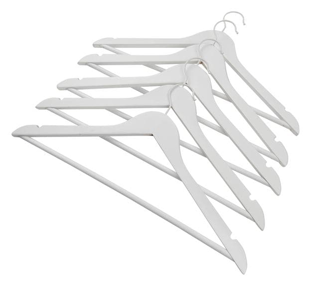 NEW WOOD Hangers set of 5 white H 23 x W 44.5 x D 1.2 cm - best price from Maltashopper.com CS557501