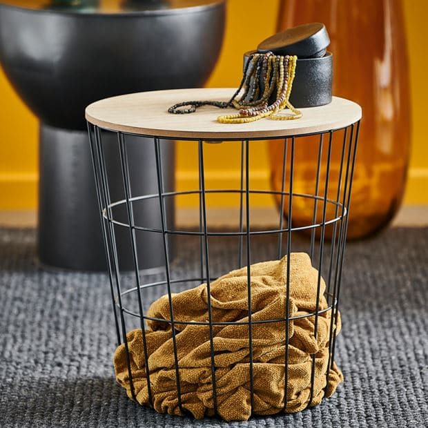 WIRE Storage table black, natural H 41.5 cm - Ø 39.5 cm - best price from Maltashopper.com CS599767