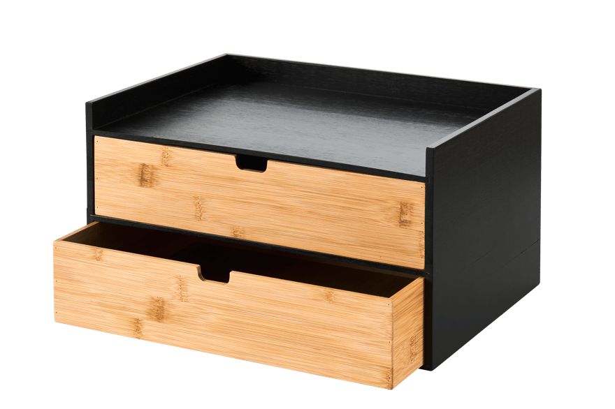 BAMBOO Storage unit with 2 drawers, black - best price from Maltashopper.com CS664881-BLACK