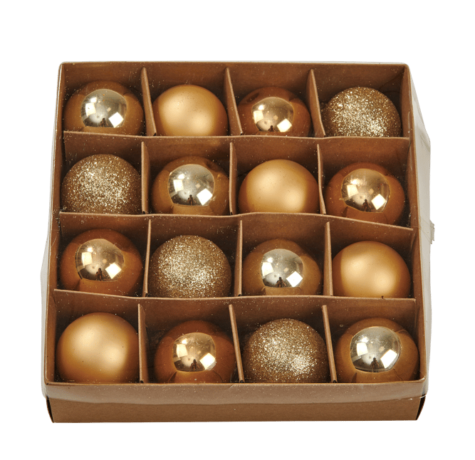 GOLD Christmas ball set of 16 goldenØ 4 cm - best price from Maltashopper.com CS657342