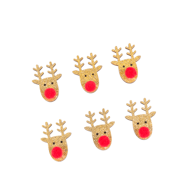 NOSY Set of 6 scatter decorations red, natural H 4 x W 3 cm