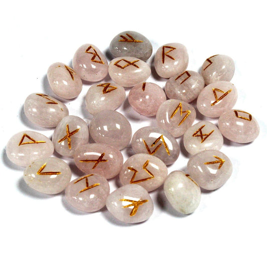 Bliss Indian Runes in Pouch - Rose Quartz