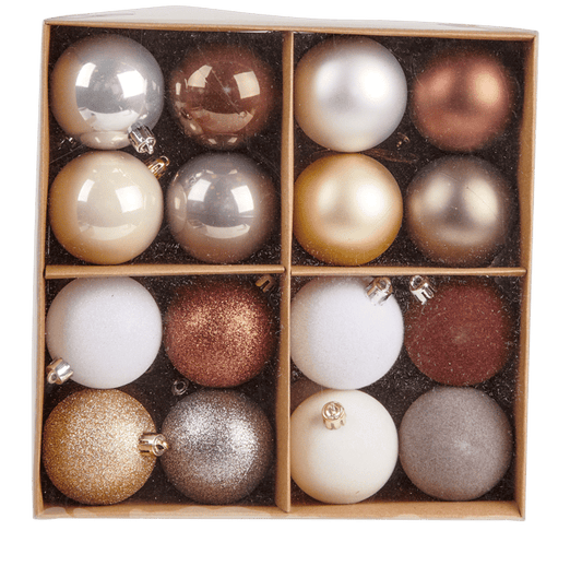 Casa GLAMOR Christmas ball set of 32 white, gray, brown, golden, silver Ø 6 cm