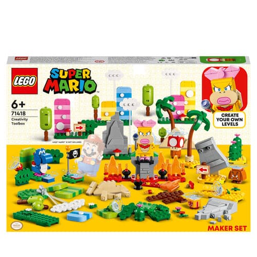 LEGO Super Mario Creativity Toolbox Maker Set with Figures, Grass, Desert and Lava Builds