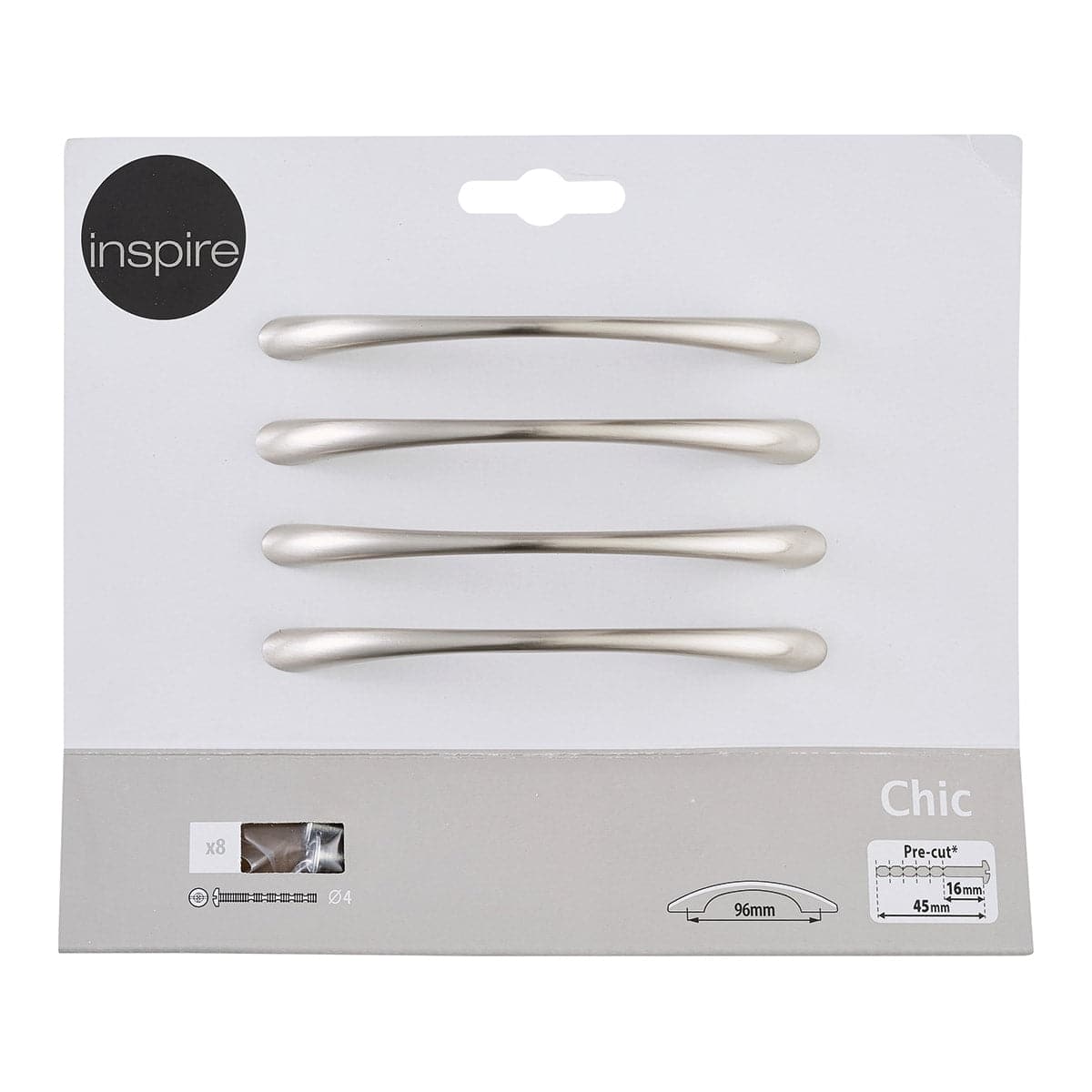 CHICH HANDLE LENGTH 96 MM SATIN NICKEL 2 PIECES - best price from Maltashopper.com BR410005793