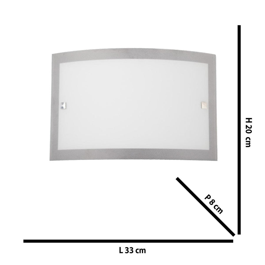 WHITE GLASS SQUARE WALL LIGHT 33X8X20CM E27=42W