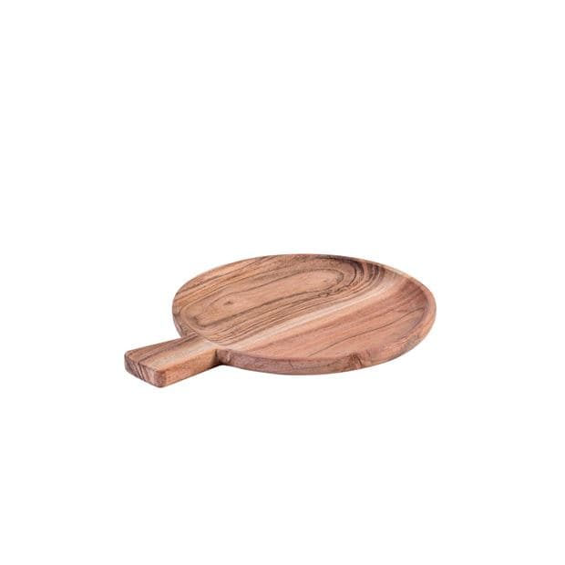 ACACIA CHIC Plate with natural handle H 1,5 x W 26 cm - Ø 20 cm - best price from Maltashopper.com CS655788