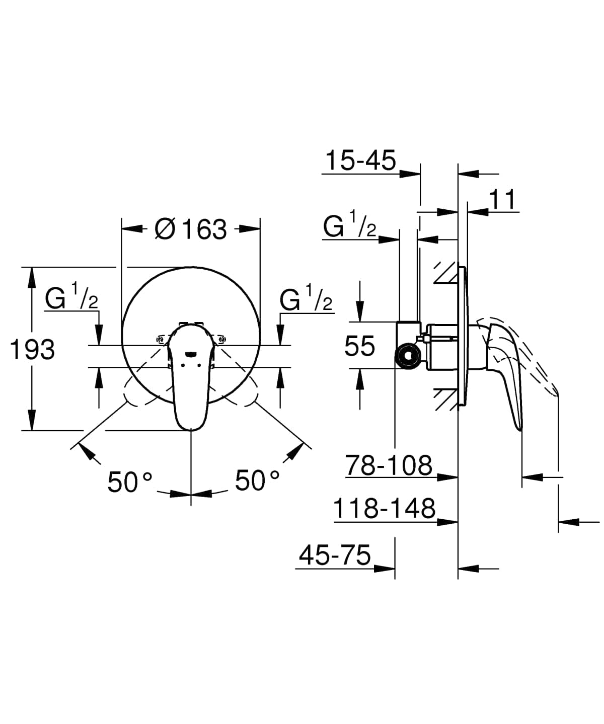 GROHE ESTYLE NEW CONCEALED SHOWER MIXER CHROME