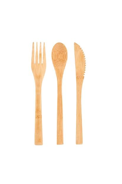 BAMBOO Cutlery set of 3 pieces natural H 19.5 x W 3 cm - best price from Maltashopper.com CS670019