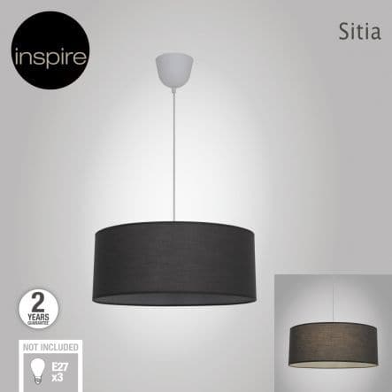 SITIA CHANDELIER FABRIC GREY D48 3XE27=60W - best price from Maltashopper.com BR420003105