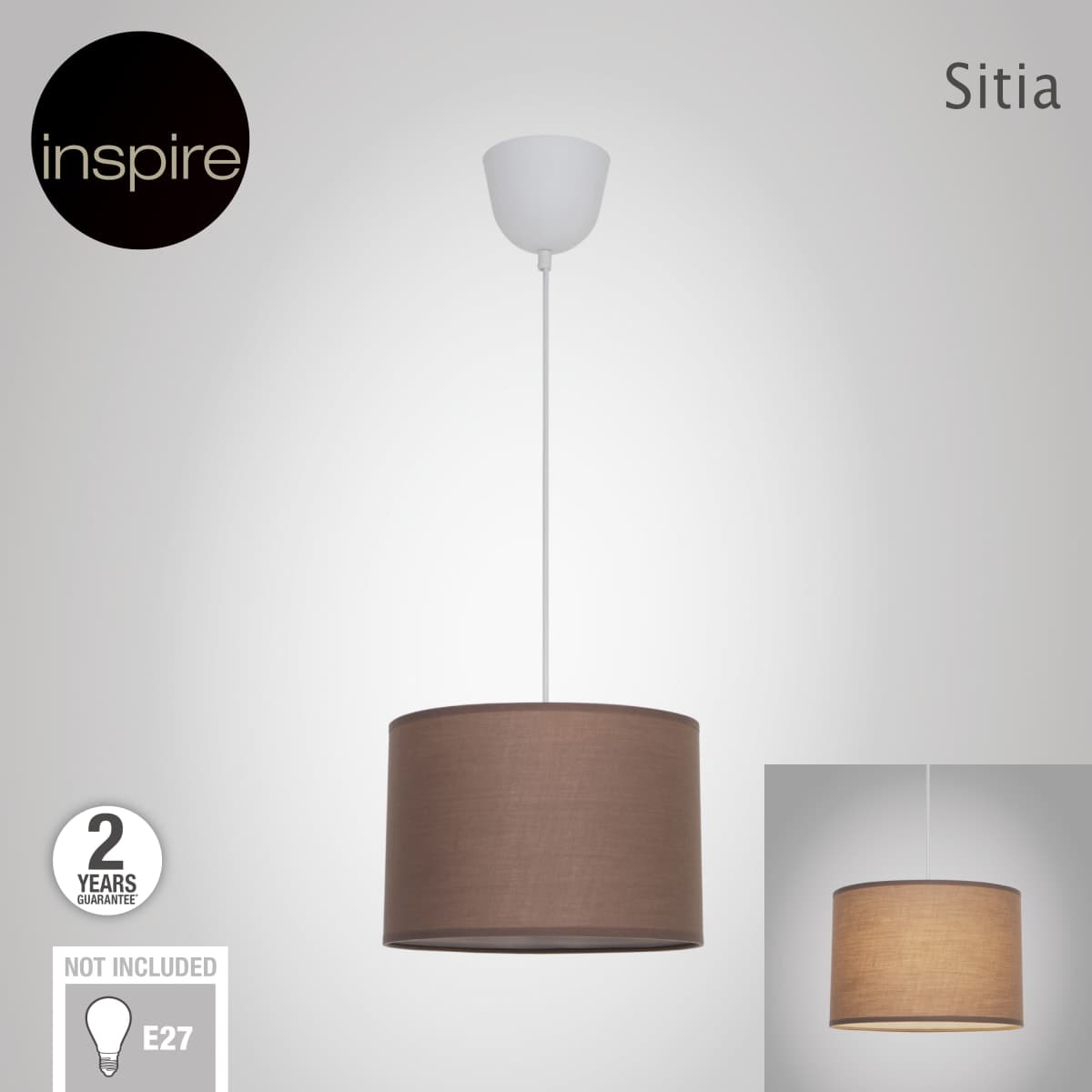 SITIA CHANDELIER FABRIC DOVE GREY D29 E27=60W - best price from Maltashopper.com BR420003101