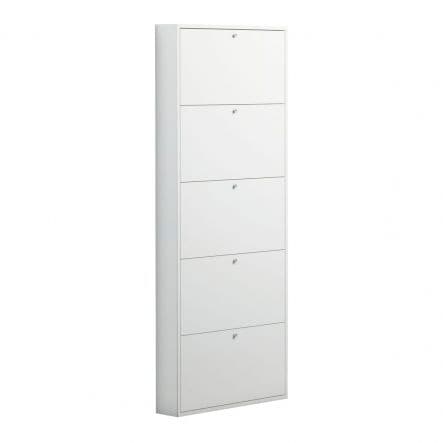 SLIM SHOE RACK 5 FLAP 15 PAIRS WHITE 72X15X180 - best price from Maltashopper.com BR440002609