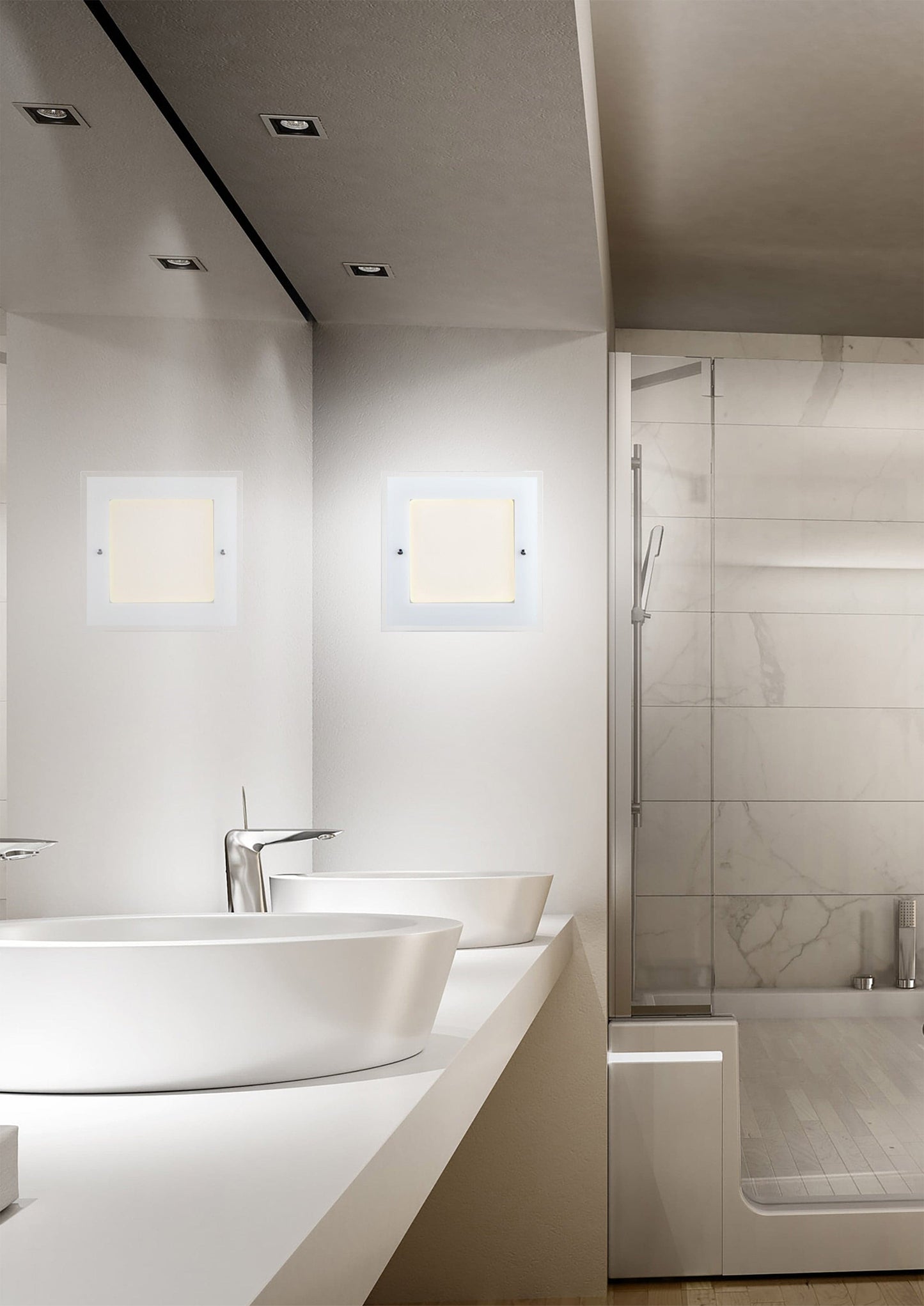 POLLY CEILING LAMP WHITE GLASS 27X5X27 CM LED18W NATURAL LIGHT