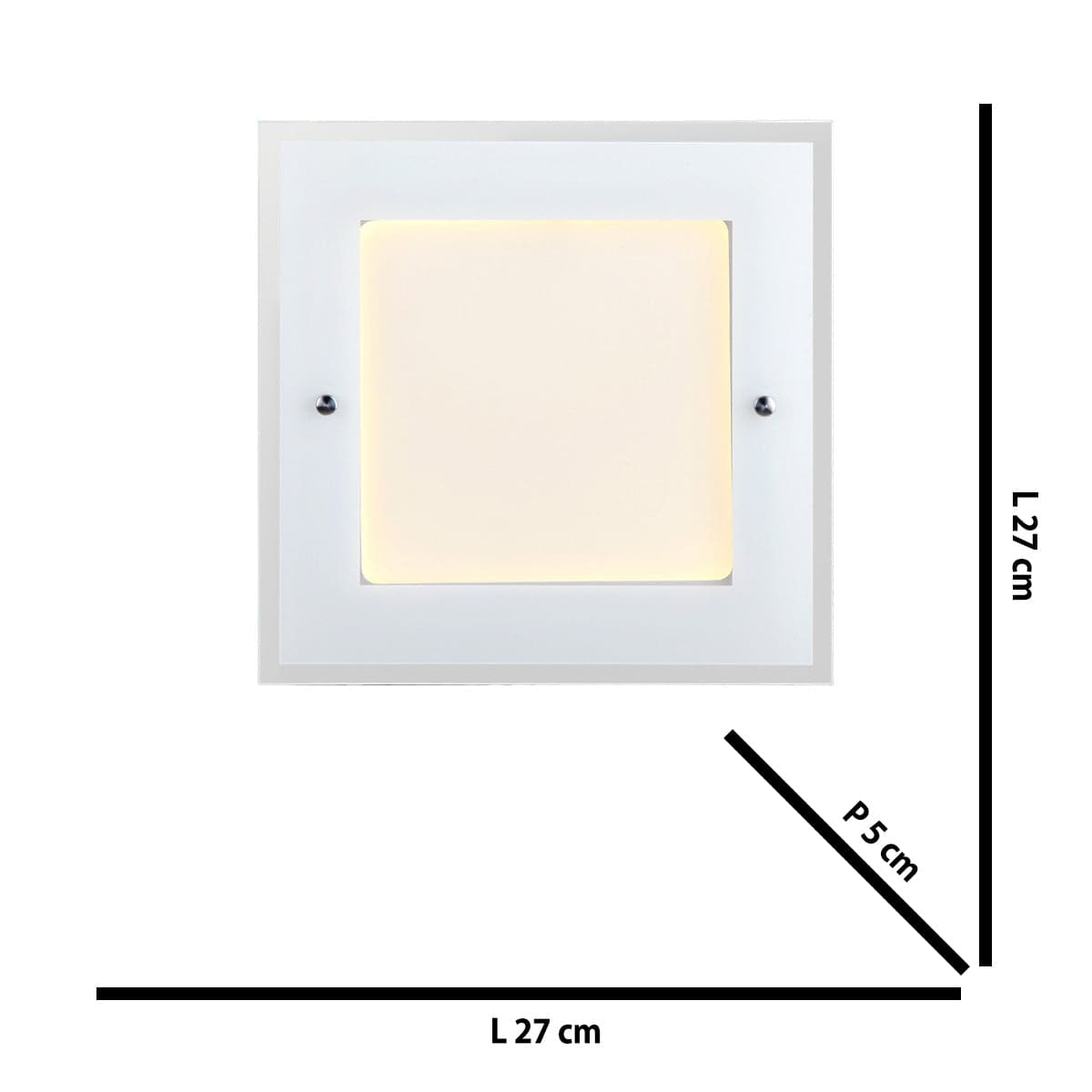 POLLY CEILING LAMP WHITE GLASS 27X5X27 CM LED18W NATURAL LIGHT