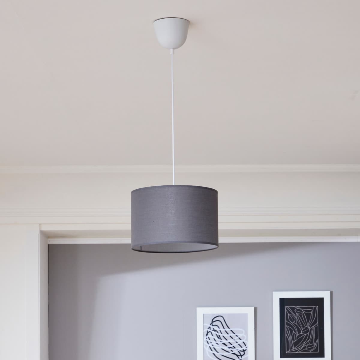 SITIA CHANDELIER FABRIC GREY D29 E27=60W - best price from Maltashopper.com BR420003104