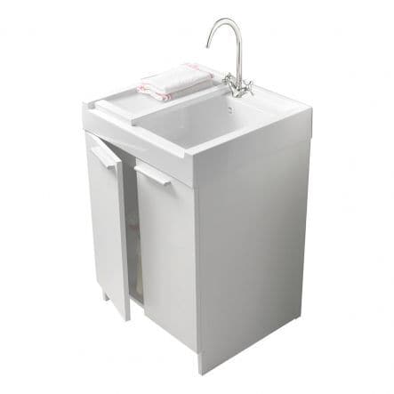 Bricocenter EVO WASHBASIN UNIT W 60 D 50 H 84 CM VENEERED TUB RESIN WHITE