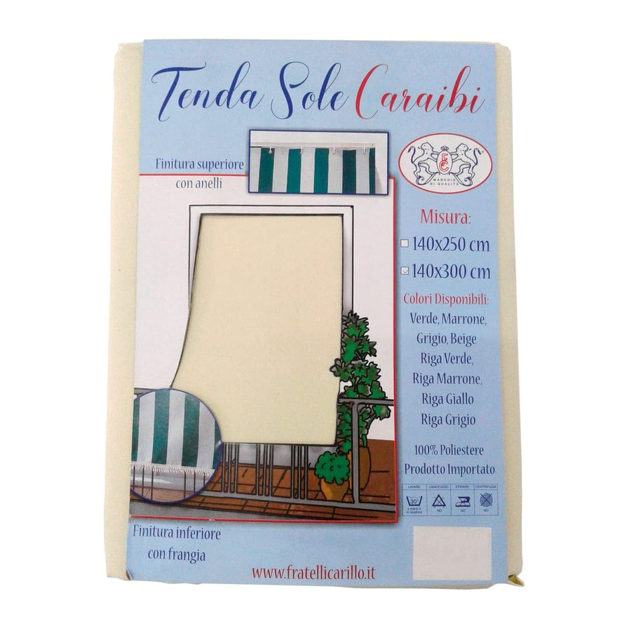 Bricocenter CARIBBEAN BALCONY AWNING 200X300 CREAM W/GROMMETS AND HOOKS