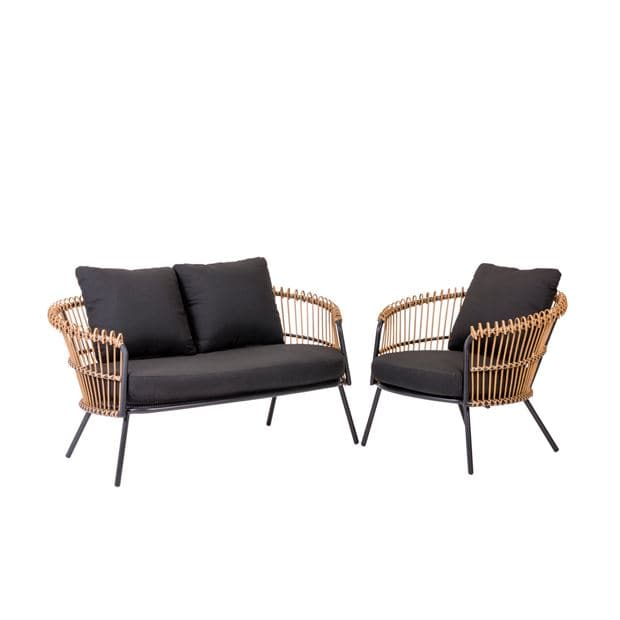 LARGOW Lounge armchair black, natural H 72 x W 82 x D 90 cm