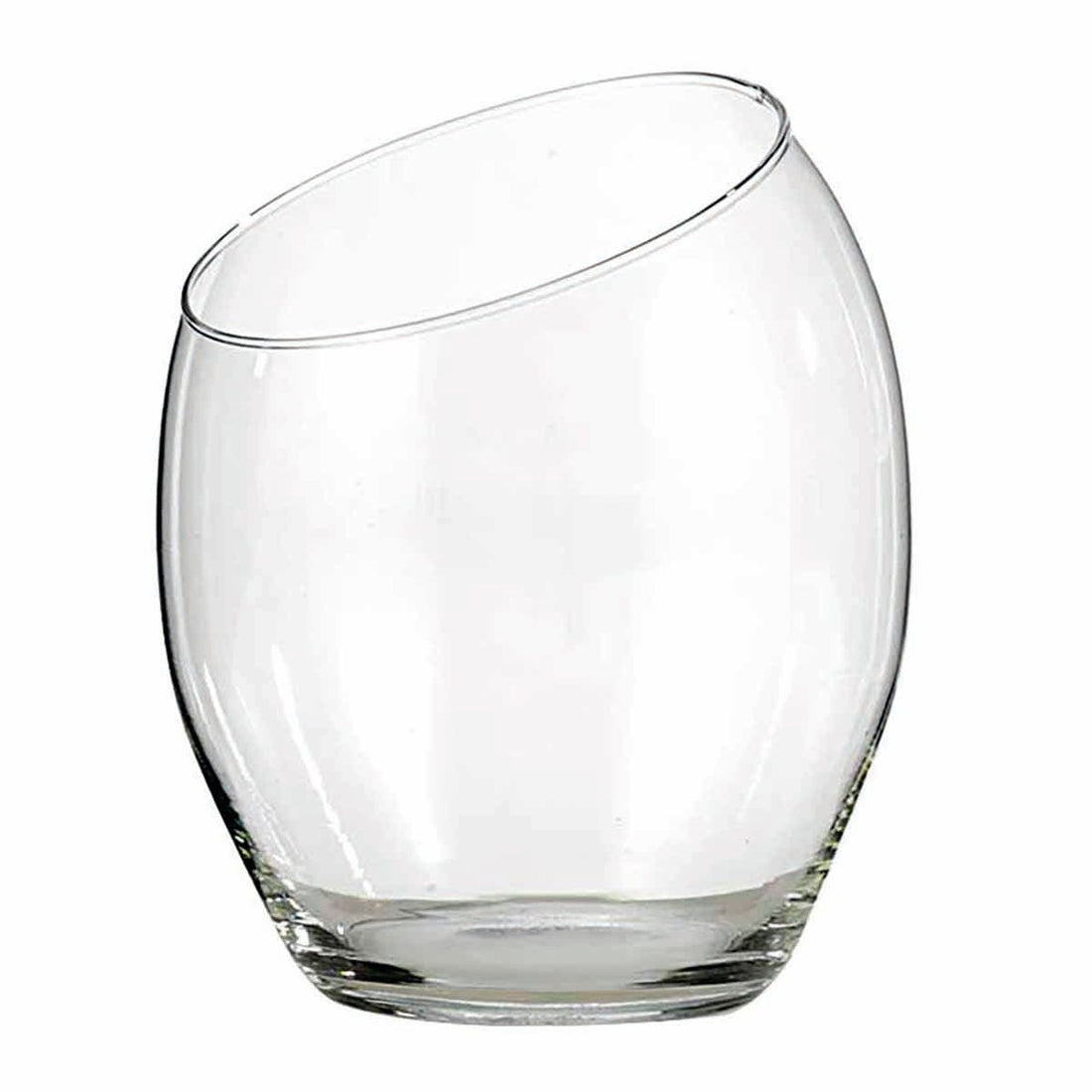 GLASS EGG VASE WITH OBLIQUE CUT D. 19 H. 25 - best price from Maltashopper.com BR510009597