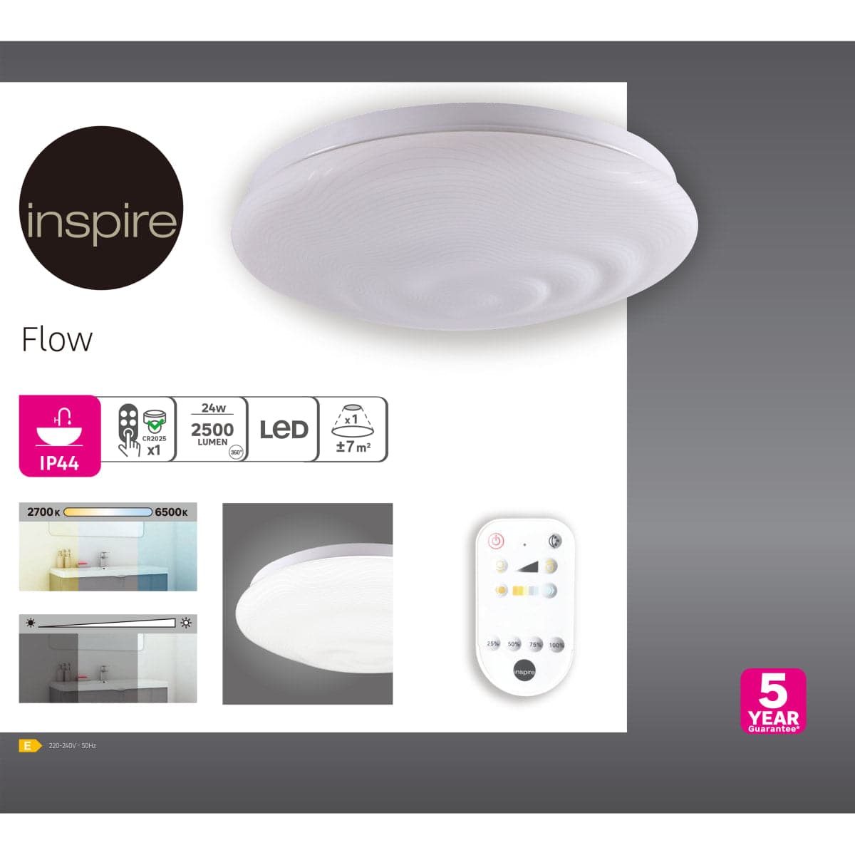 CEILING LIGHT FLOW METAL WHITE D30 CM LED 24W CCT DIMMABLE IP44 - Premium Kitchen and furniture lighting from Bricocenter - Just €36.99! Shop now at Maltashopper.com
