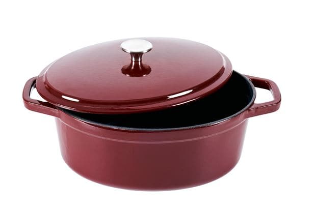 STEW Dark red oval cast iron pot H 18.5 x W 37 x D 23 cm - Ø 30 cm - best price from Maltashopper.com CS665616