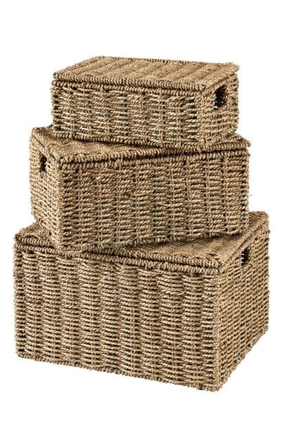SEAGRASS Storage basket S with natural lid H 13 x W 30 x D 19 cm - best price from Maltashopper.com CS664405