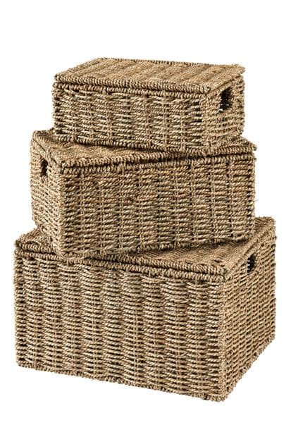 SEAGRASS Storage basket M with natural lid H 19.5 x W 36 x D 25 cm - best price from Maltashopper.com CS664412