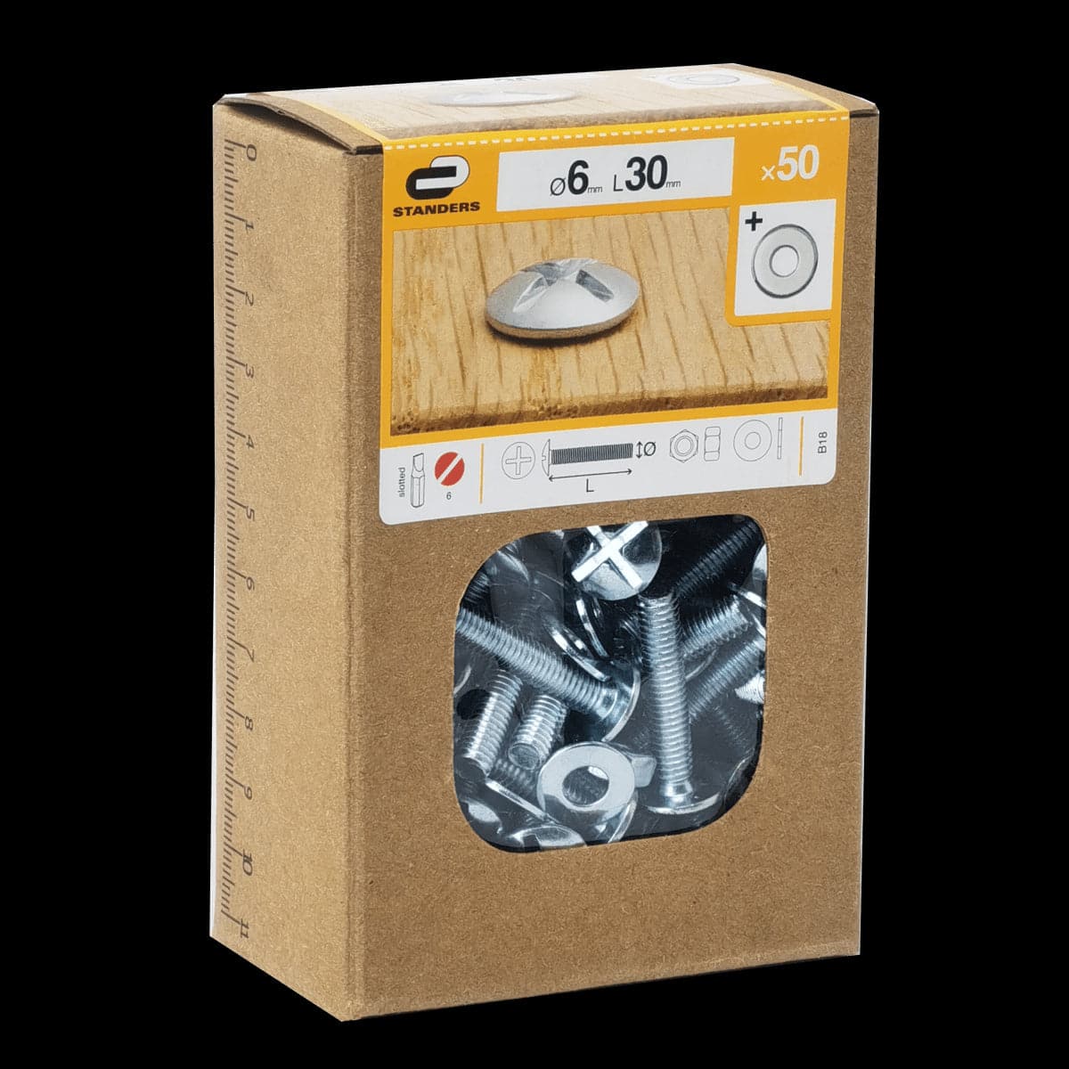 BOLT 6 X 30 MM CROSS CAMBERED HEAD, NUT AND WASHER STEEL 50 PIECES - best price from Maltashopper.com BR410006401