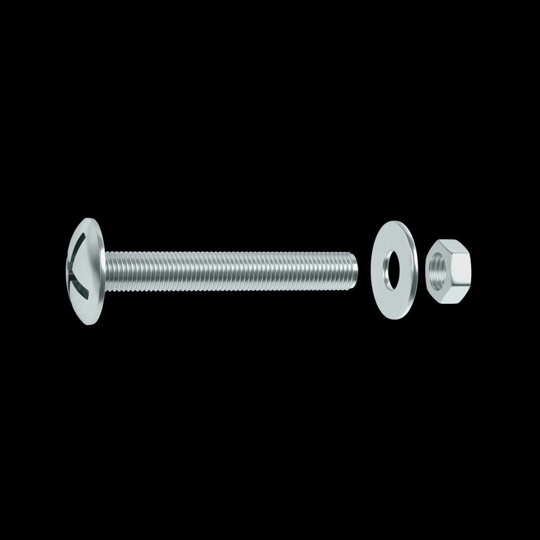 BOLT 6 X 20 MM CROSS CAMBERED HEAD, NUT AND WASHER STEEL 70 PIECES - best price from Maltashopper.com BR410006400