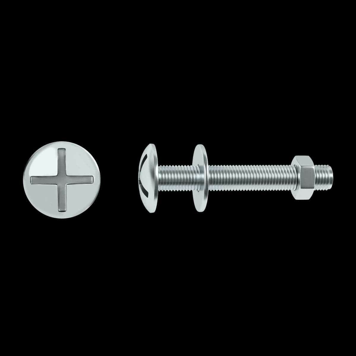 Bricocenter BOLT 6 X 60 MM CROSS CAMBERED HEAD, STEEL NUT AND WASHER, 30 PIECES