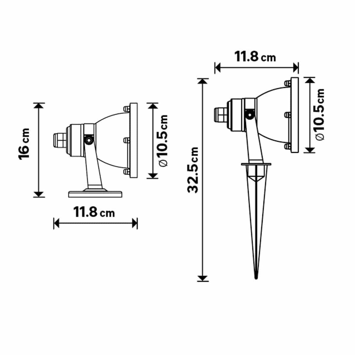 Bricocenter STOCKTON SPOTLIGHT WITH STEEL SPIKE D10.5 H32.5 CM GU10=28W IP65
