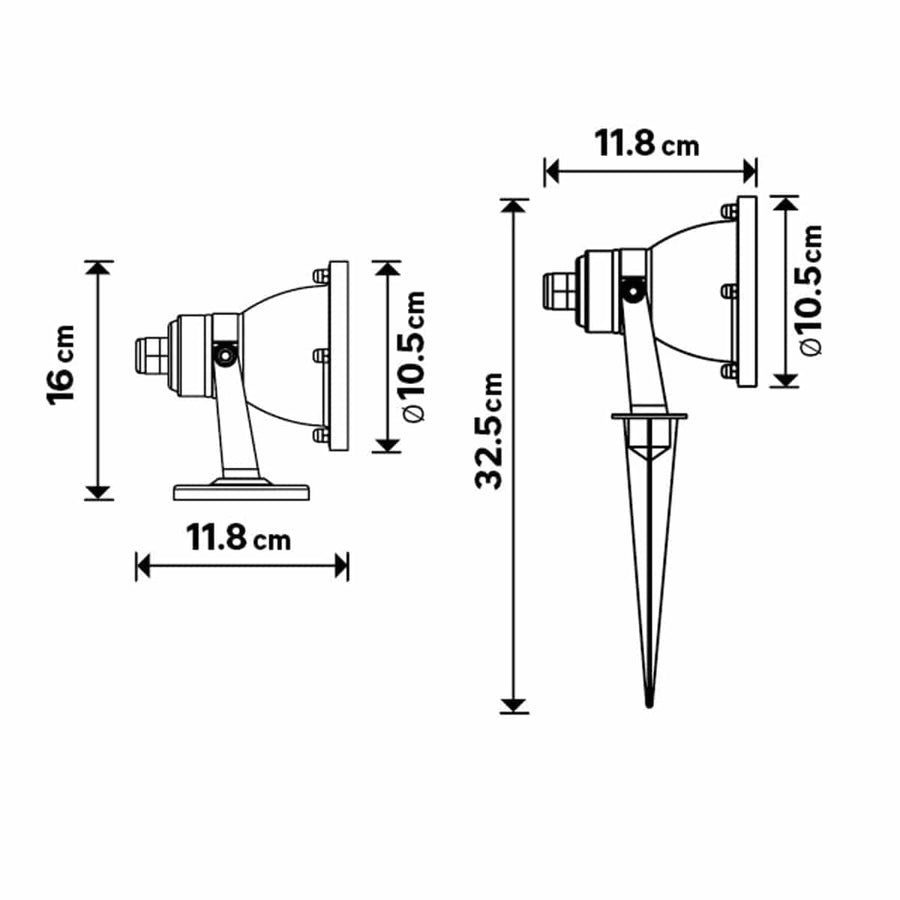 Bricocenter STOCKTON SPOTLIGHT WITH STEEL SPIKE D10.5 H32.5 CM GU10=28W IP65