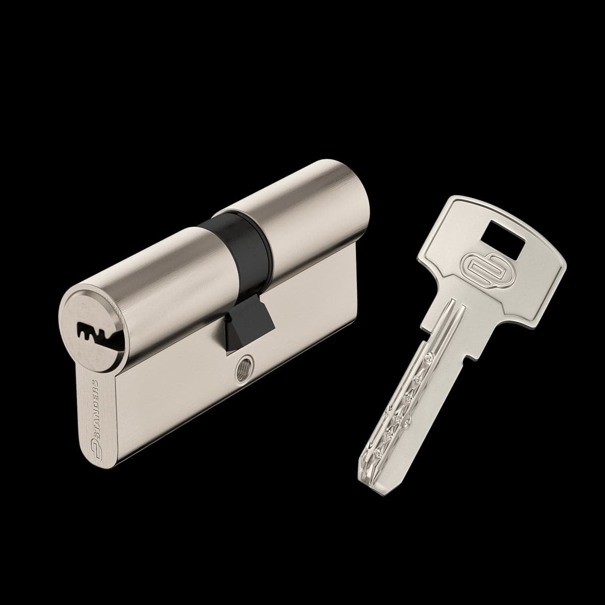 NICKEL-PLATED BRASS CYLINDER STANDERS 35+35MM, KEY/KEY, 4 NICKEL-PLATED STEEL KEYS