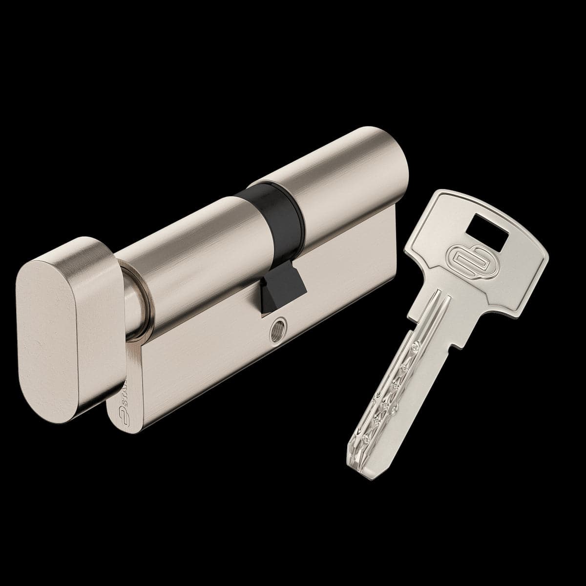 Bricocenter NICKEL-PLATED BRASS CYLINDER STANDERS 40+40 MM, KEY/POMOLO, 4 NICKEL-PLATED STEEL KEYS