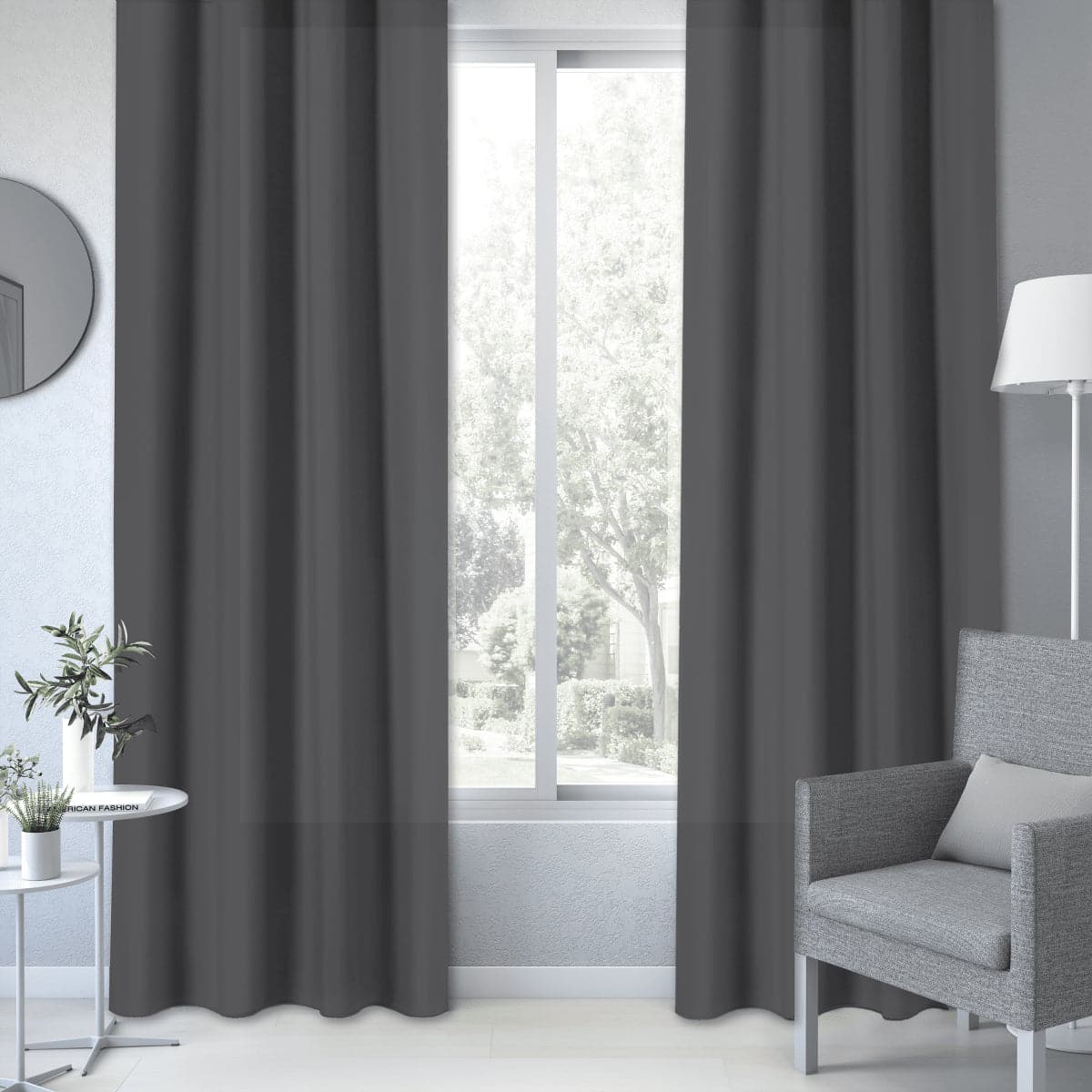 Bricocenter POLYCOTTON PHARREL OPAQUE CURTAIN MOON GREY 140X280 CM WEBBING AND HIDDEN LOOP